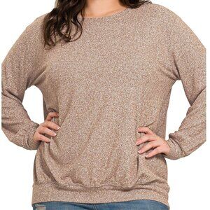 Plus soft melange round neck pullover
